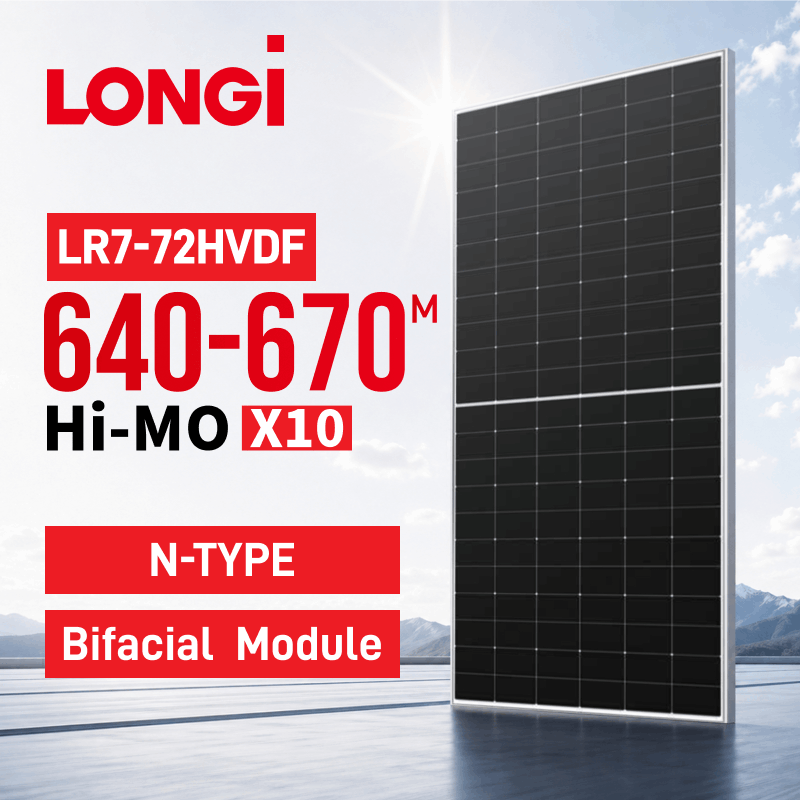 LONGi Hi-MO X10 Bifacial 640-670M LR7-72HVDF Solar Panel